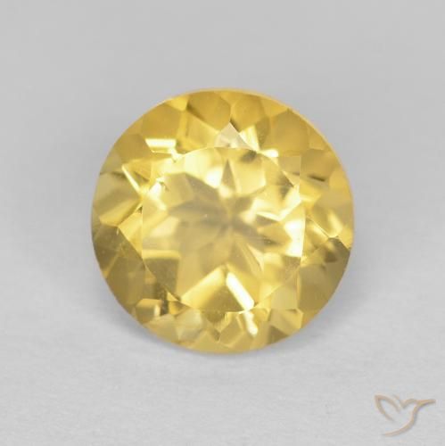 1.32ct Natural Light Gold Citrine, Round, VVS