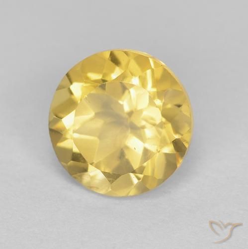 1.32 ct Yellow Citrine Stone, Natural Citrine in Round Facet Shape for Sale