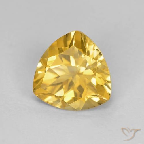 1.63 ct Golden Citrine Stone, Natural Citrine in Trillion Facet Shape for Sale