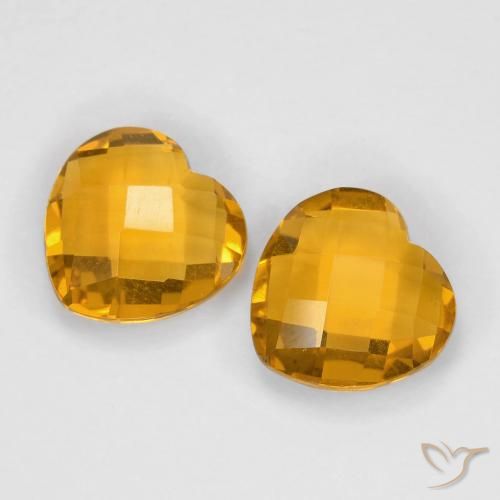3 ct Yellow Citrine, 8 x 7.7 mm Heart Checkerboard From Brazil, Photo A