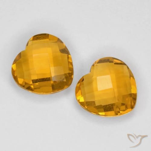 3.00 ctw Golden Citrine Stones, Natural Citrine in Heart Checkerboard (double sided) Shape for Sale