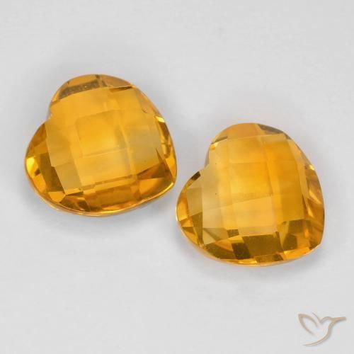 3.41 ctw Golden Citrine Stones, Natural Citrine in Heart Checkerboard (double sided) Shape for Sale
