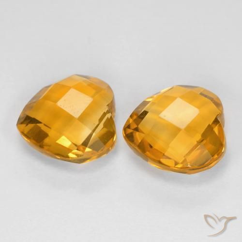 Citrine Gemstones in 8 x 8 mm (calibrated) Size for Sale, Citrine Stones in Orange-Gold Color