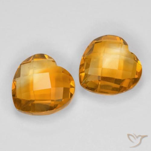 3.50 ctw Golden Citrine Stones, Natural Citrine in Heart Checkerboard (double sided) Shape for Sale