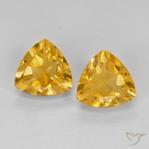 1.51 ct Yellow Citrine, 6.2 x 6 mm Trillion Cut From Brazil, Photo A