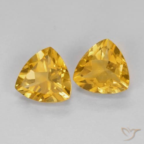 1.51 ctw Golden Citrine Stones, Natural Citrine in Trillion Facet Shape for Sale