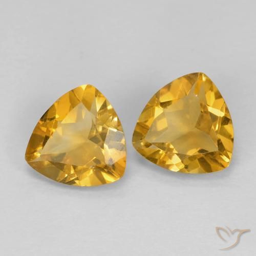 1.40 ctw Golden Citrine Stones, Natural Citrine in Trillion Facet Shape for Sale