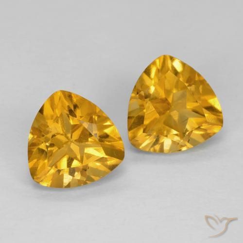 1.69 ctw Golden Citrine Stones, Natural Citrine in Trillion Facet Shape for Sale