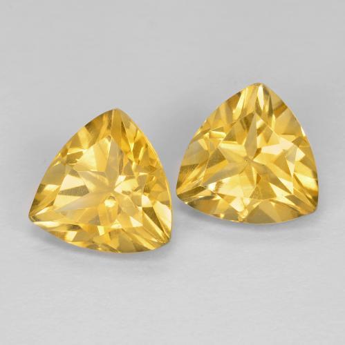 3.16 ctw Golden Citrine Stones, Natural Citrine in Trillion Facet Shape for Sale