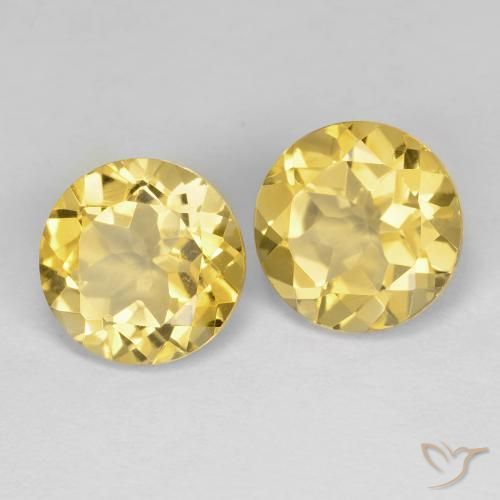 3.72 ctw Golden Citrine Stones, Natural Citrine in Round Facet Shape for Sale