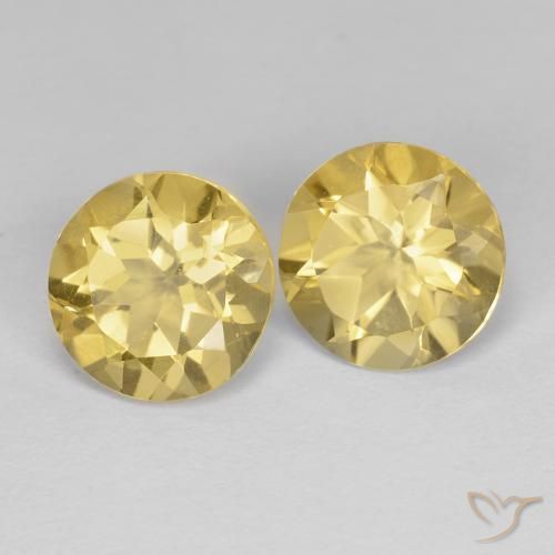 3.30 ctw Golden Citrine Stones, Natural Citrine in Round Facet Shape for Sale