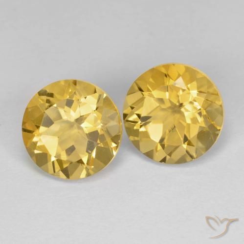 3.84 ctw Golden Citrine Stones, Natural Citrine in Round Facet Shape for Sale