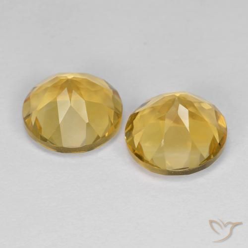 Citrine Gemstones in 8 mm (calibrated) Size for Sale, Citrine Stones in Medium Golden Color