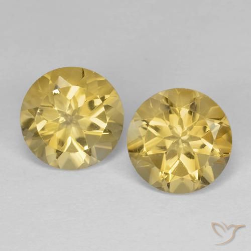 3.53 ctw Golden Citrine Gemstones, Citrine Gems in Round Facet Shape for Sale.