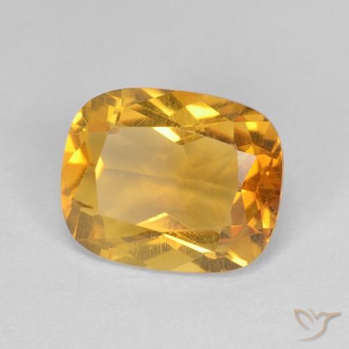 3.53 ct Golden Citrine Stone, Natural Citrine in Cushion-Cut Shape for Sale