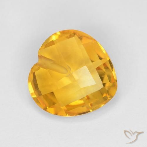1.57ct Natural Medium Gold Citrine, Heart, VVS