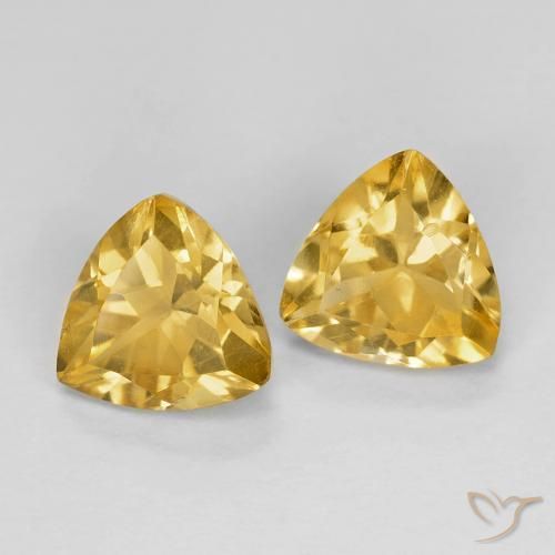 1.44 ctw Golden Citrine Stones, Natural Citrine in Trillion Facet Shape for Sale