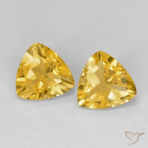 1.38 ctw Golden Citrine Gemstones, Citrine Gems in Trillion Facet Shape for Sale.
