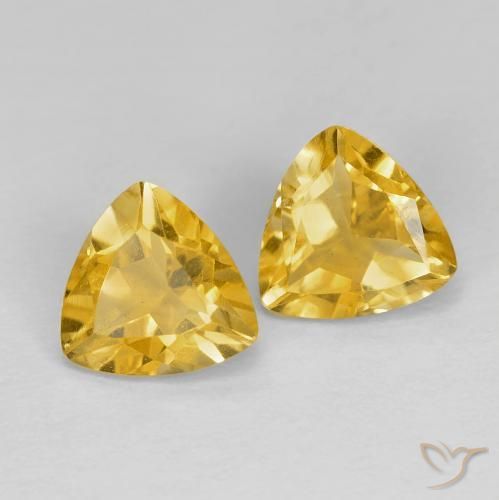 1.38 ctw Golden Citrine Stones, Natural Citrine in Trillion Facet Shape for Sale