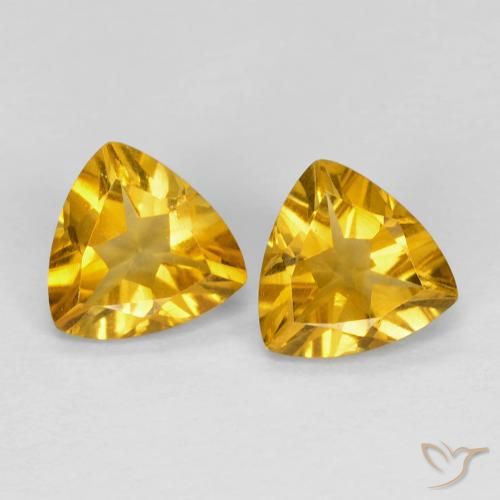1.31 ctw Golden Citrine Stones, Natural Citrine in Trillion Facet Shape for Sale