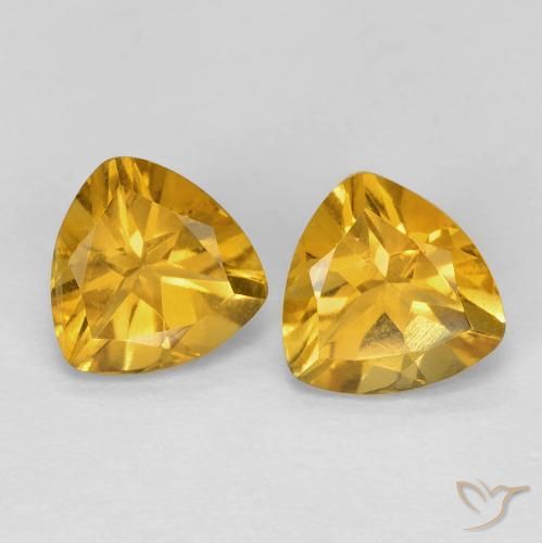 1.56 ct Yellow Citrine, 6.3 x 6.2 mm Trillion Cut From Brazil, Photo A