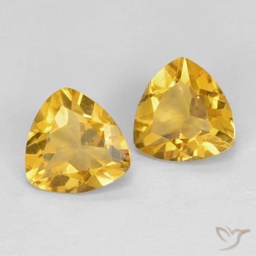 1.55 ctw Golden Citrine Stones, Natural Citrine in Trillion Facet Shape for Sale