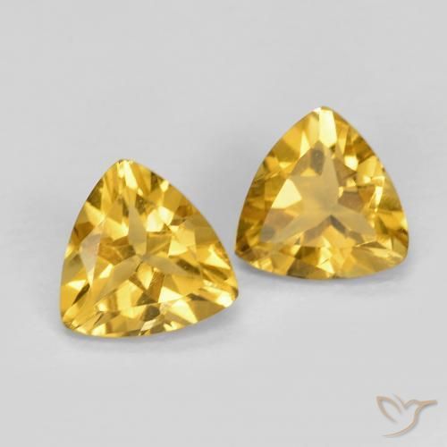 1.33 ctw Golden Citrine Stones, Natural Citrine in Trillion Facet Shape for Sale