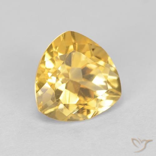 1.98 ct Golden Citrine Stone, Natural Citrine in Trillion Facet Shape for Sale