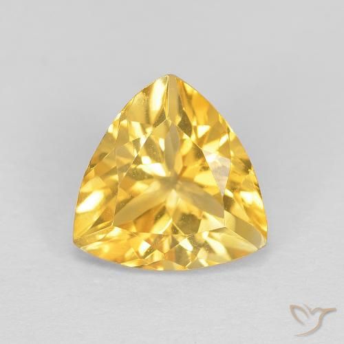 1.67 ct Golden Citrine Gemstone, Citrine Gem in Trillion Facet Shape for Sale.