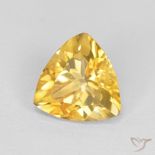 1.67 ct Golden Citrine Stone, Natural Citrine in Trillion Facet Shape for Sale