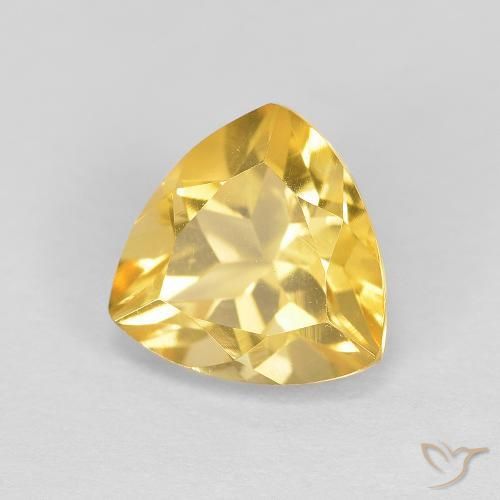 1.72 ct Golden Citrine Stone, Natural Citrine in Trillion Facet Shape for Sale