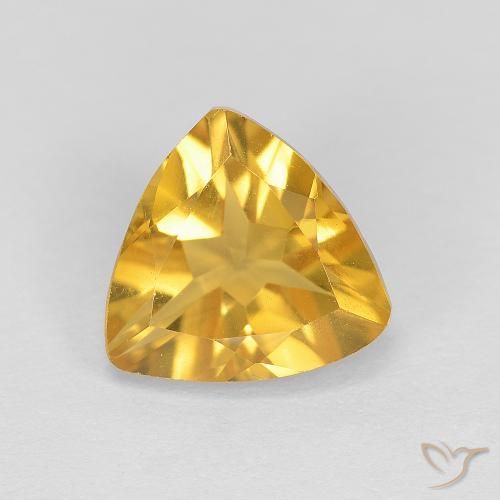 1.67ct Natural Medium Gold Citrine, Trillion, VVS
