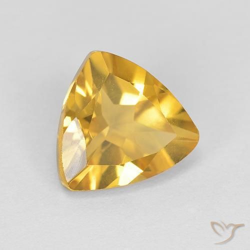 1.67 ct Golden Citrine Stone, Natural Citrine in Trillion Facet Shape for Sale