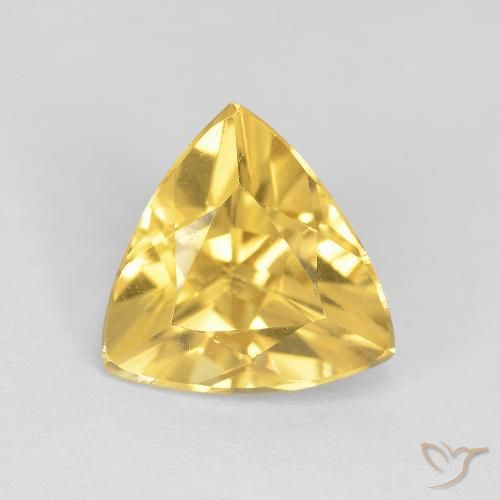 2.08 ct Golden Citrine Stone, Natural Citrine in Trillion Facet Shape for Sale