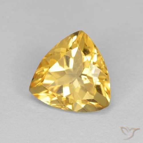 1.64 ct Golden Citrine Stone, Natural Citrine in Trillion Facet Shape for Sale