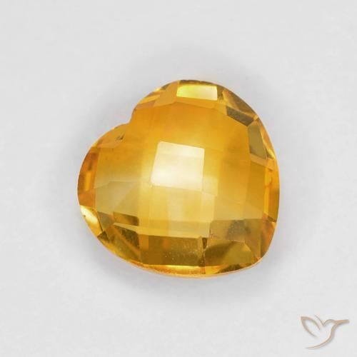 1.69 ct Golden Citrine Stone, Natural Citrine in Heart Checkerboard (double sided) Shape for Sale