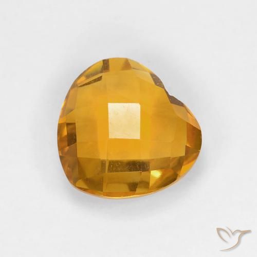 1.61 ct Yellow Citrine, 8 x 7.5 mm Heart Checkerboard From Brazil, Photo A