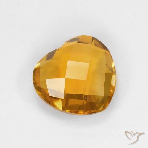 1.61 ct Golden Citrine Stone, Natural Citrine in Heart Checkerboard (double sided) Shape for Sale