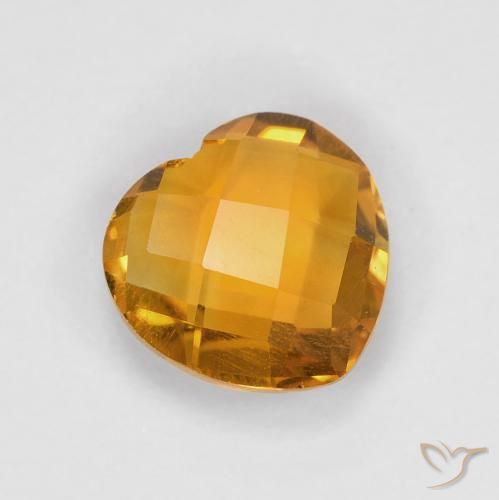 1.70 ct Golden Citrine Stone, Natural Citrine in Heart Checkerboard (double sided) Shape for Sale