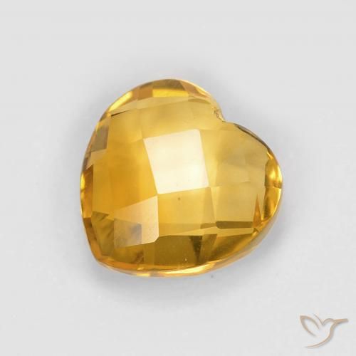 1.81 ct Golden Citrine Gemstone, Citrine Gem in Heart Checkerboard (double sided) Shape for Sale.