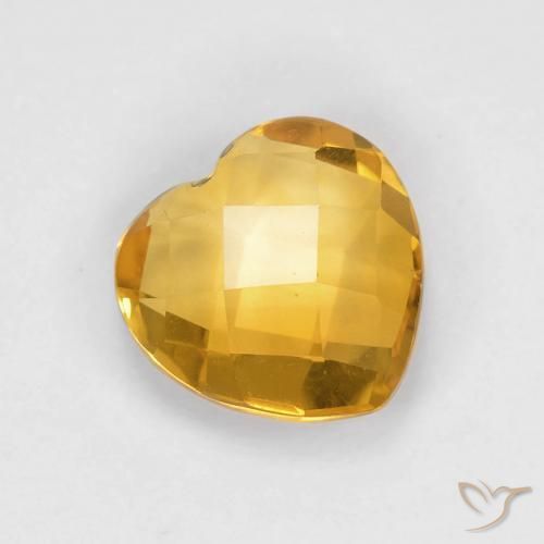 1.81 ct Golden Citrine Stone, Natural Citrine in Heart Checkerboard (double sided) Shape for Sale