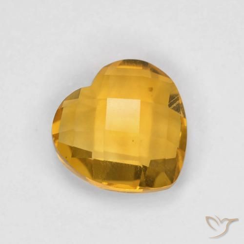 1.66 ct Golden Citrine Stone, Natural Citrine in Heart Checkerboard (double sided) Shape for Sale