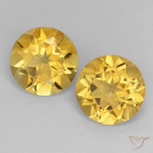3.40 ctw Golden Citrine Gemstones, Citrine Gems in Round Facet Shape for Sale.