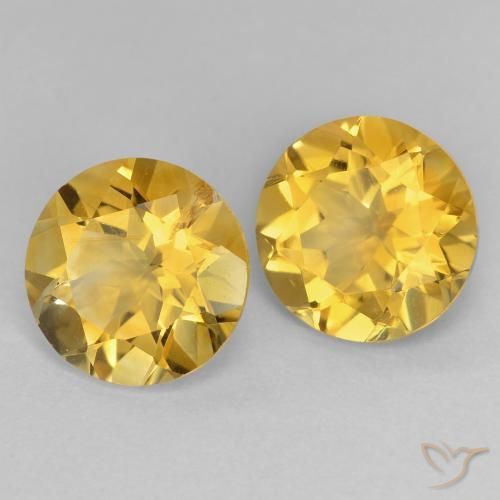 3.40 ctw Golden Citrine Stones, Natural Citrine in Round Facet Shape for Sale