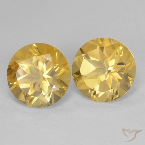 3.62 ctw Golden Citrine Stones, Natural Citrine in Round Facet Shape for Sale