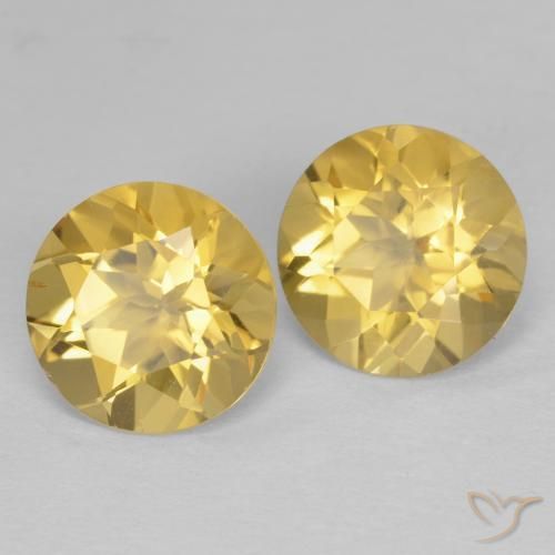 3.34 ctw Golden Citrine Stones, Natural Citrine in Round Facet Shape for Sale