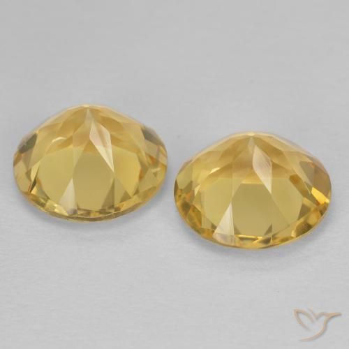 Citrine Gemstones in 8 mm (calibrated) Size for Sale, Citrine Stones in Bright Gold Color