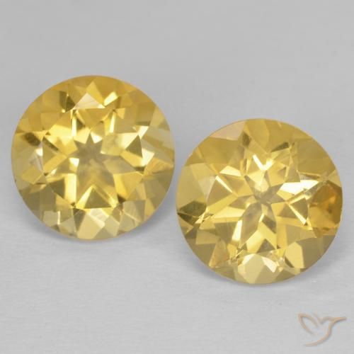 3.88 ctw Golden Citrine Gemstones, Citrine Gems in Round Facet Shape for Sale.