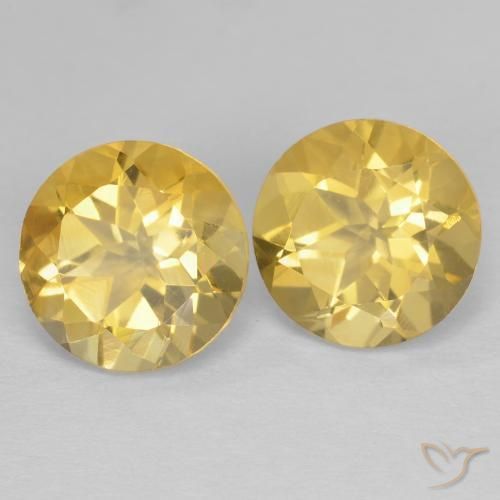 3.88 ctw Golden Citrine Stones, Natural Citrine in Round Facet Shape for Sale