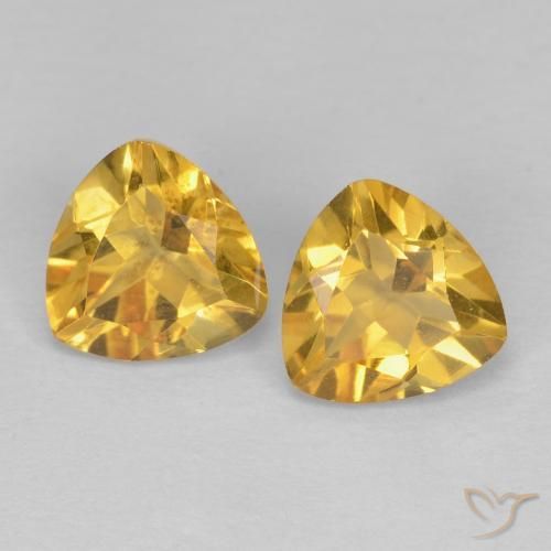 2.88 ctw Golden Citrine Stones, Natural Citrine in Trillion Facet Shape for Sale